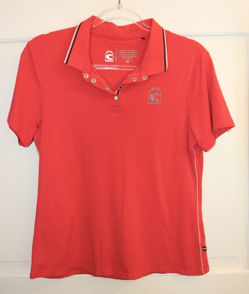 Cavallo Polo Shirt Sun Red Bling Size M EU 40 Horse Riding Equestrian Summer Top