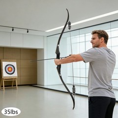 35 Lbs Recurve Bow Kit Right Hand Takedown Wooden Hunting Bow With 12 Arrows