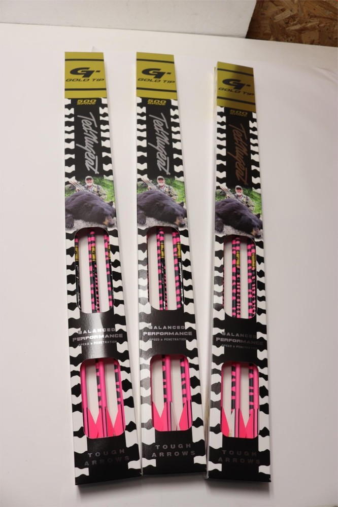 18x Pack Lot (3x 6pk) Gold Tip Ted Nugent Pink 500 2″ Raptor Vane Arrow Shafts
