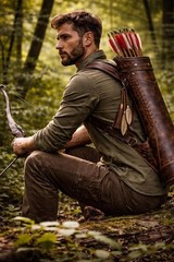 Handmade Leather Archery Back Quiver – Adjustable Strap Hunting Arrow Holder