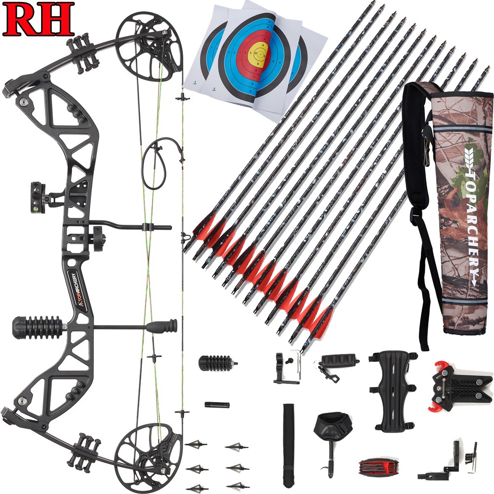 30-70lbs RH Archery Compound Bow Let off 75% &Carbon Arrows Set Shooting Hunting