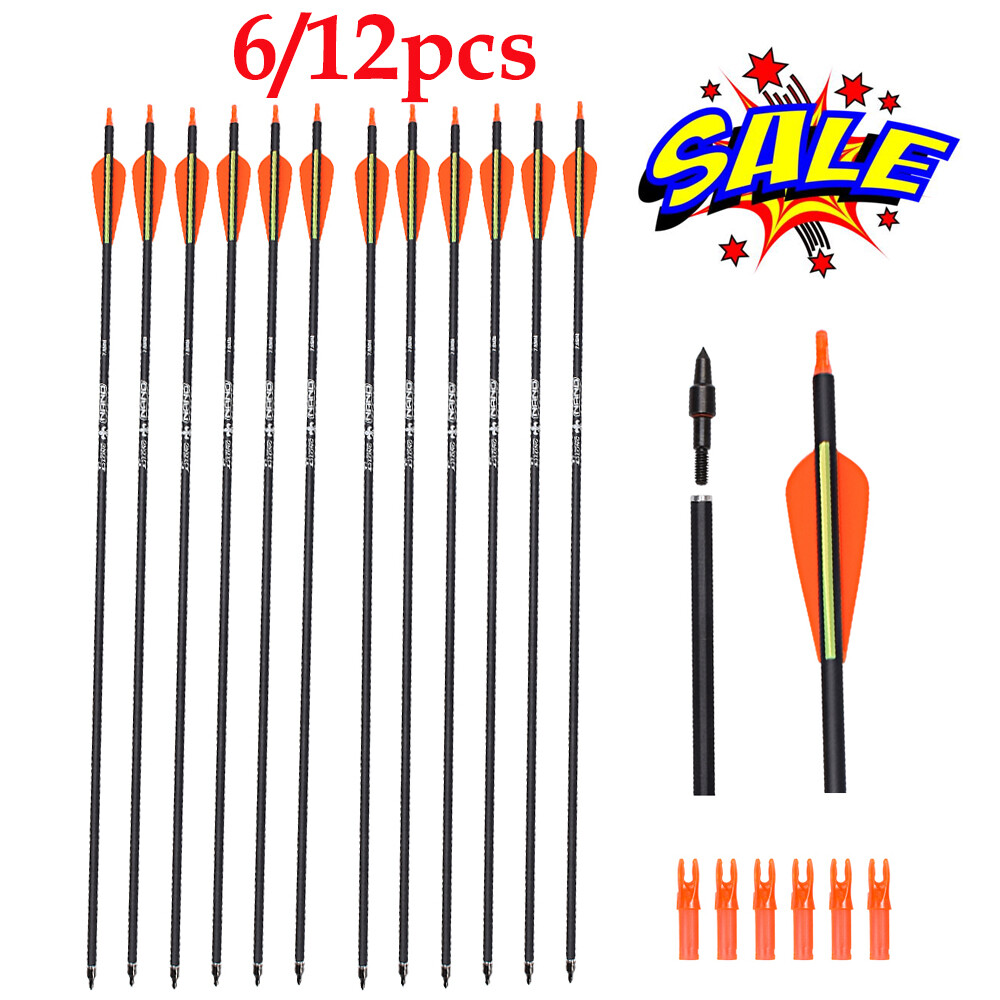 6/12Pcs 26/28″ Carbon Arrows Hunting Arrows for Compoundbow Recurvebow Outdoor
