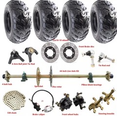 44in Rear Live Axle Kit Brake Steering Tie Rod 10″ Wheels fit Golf Cart Go Kart