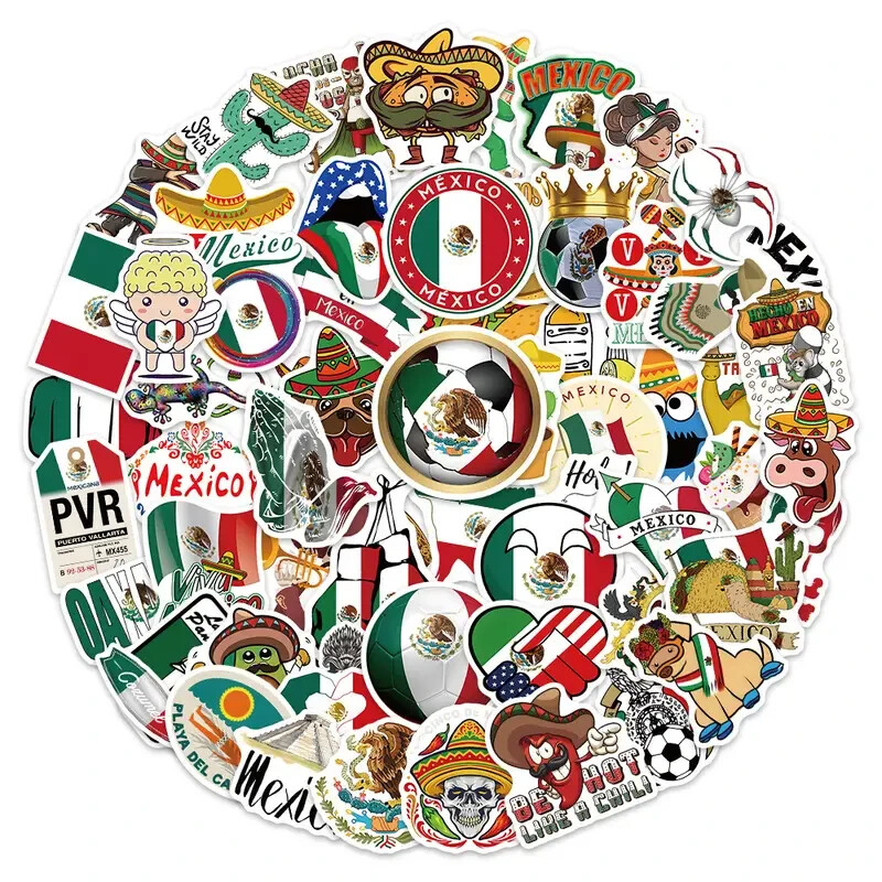 Assorted Mexican Flag Sticker Pack – 20 Pcs – Decals for Laptops Phones