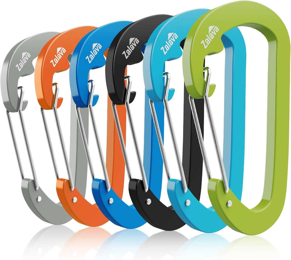 6PCS 3» Carabiner Clip Aluminum Large D-Shape Spring for Keychain, 3 inch Heavy