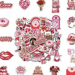 30Pcs Random Cute Love Theme Happy Valentine’s Day Waterproof Stickers Decals