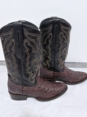 J.B Dillon Reserve Ostrich Chocolate Men’s Western Boots JBR1061EE Size 8.5