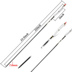 12x 30″/32″ Carbon Arrows Turkey Feather Spine 500 Hunting Compound Recurve Bow