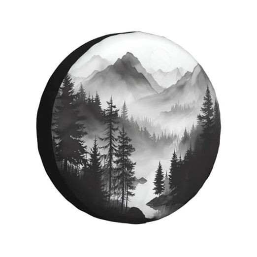 Mountain Lake Tree Landscape Spare Tire Cover Weatherproof Universal Wheel