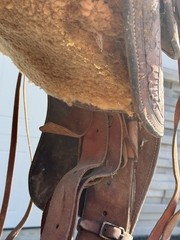 Billy Royal Vintage Show Saddle Simco Tex Tan Leather Western Hand Tool Brass