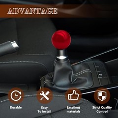 Round Ball Shift Knob – Shifter Knob – Chrome Finish – Weighted Gear Shift – Red
