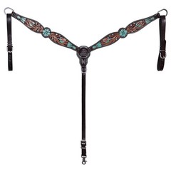 Western Headstall and Breast Collar Set HILASON Tooled Leather Horse Bridle Tack
