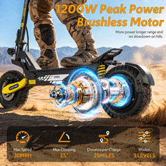 1200W Adult Electric Scooter 48V 13AH 30MPH 25Miles 11»Off-road E-Scooter