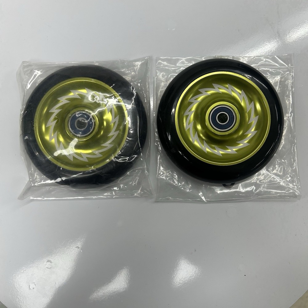 RAZOR PRO PHASE 2 110MM SCOOTER WHEELS SET (2) BLACK/LIME GREEN NEW