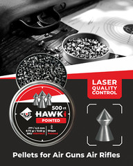 Hawki Airgun Pellets .177 / 4.5mm Caliber 9.72gr /0.63 g 500 ct Hi6019EX pointed