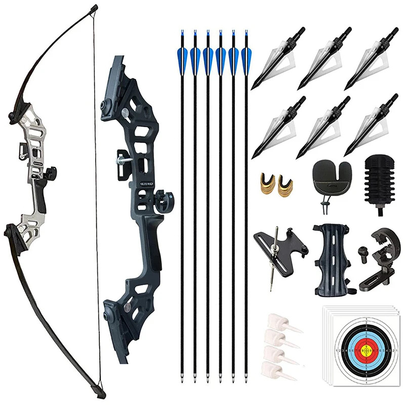 30/40/50 Pound Archery 51 Inch Recurve Set Adult Metal Riser Longbow Shooting