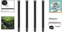 Black 24″ x 2″ Elastic Cinch Straps, 4 Pack with Anti-Slip, Versatile
