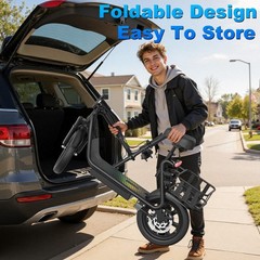 Electric Scooter with Seat for Adults 500W Motor E Scooter Rear Basket 14″ Tire
