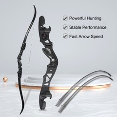 Archery ILF Bow 62″ Recurve Bow RH Aluminum Riser 12X Carbon Arrows 25-60lbs