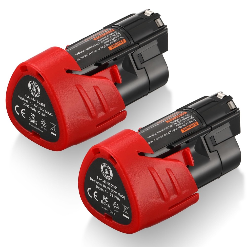 2 Pack 12V 3.0Ah M12 Replacement Battery for Milwaukee Lithium-ion Battery Co…