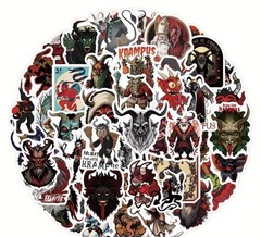 50 Krampus Vinyl Stickers | Christmas Horror, Devil, Gothic, Folklore Decals