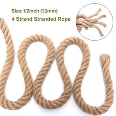 1/2 Inch 200 FT Jute Rope Heavy Duty Natural Twisted Hemp Gardening Landscape