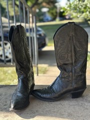 Justin Black Lizard Print Western Cowboy Boots Women s Size 7 1/2B