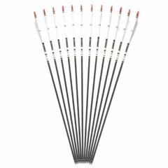 12x 30″ Archery Carbon Arrows Spine 500 Turkey Feather For Compound/Recurve Bow