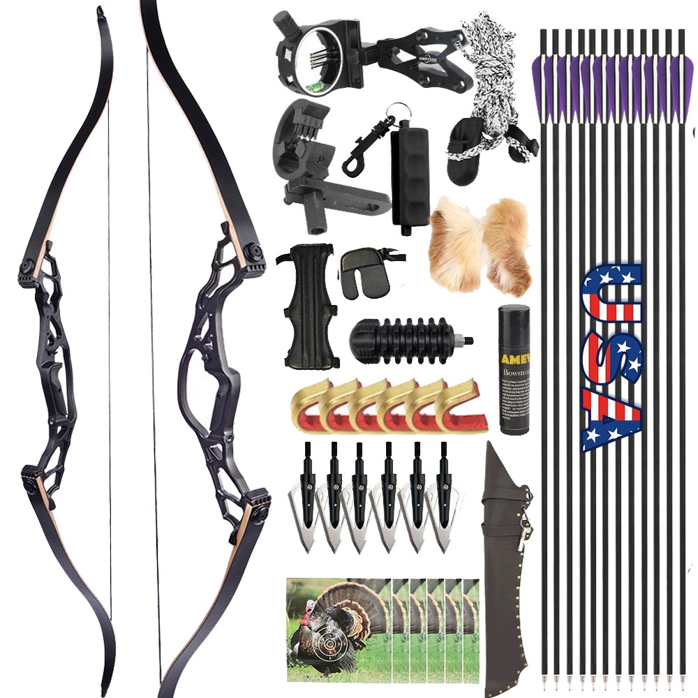 62″ Takedown Recurve Bow 60lbs Set Archery American Bow Hunting Fishing Aluminum