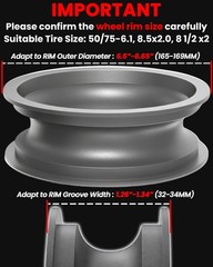 8.5×2.0 (50/75-6.1) Solid Tires for Electric Scooter, 2 Pack | Airless; Punct…