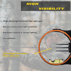 3-Pin .019 Fiber Optics Bow Sight For Compound Bow Hunting Competition Practice