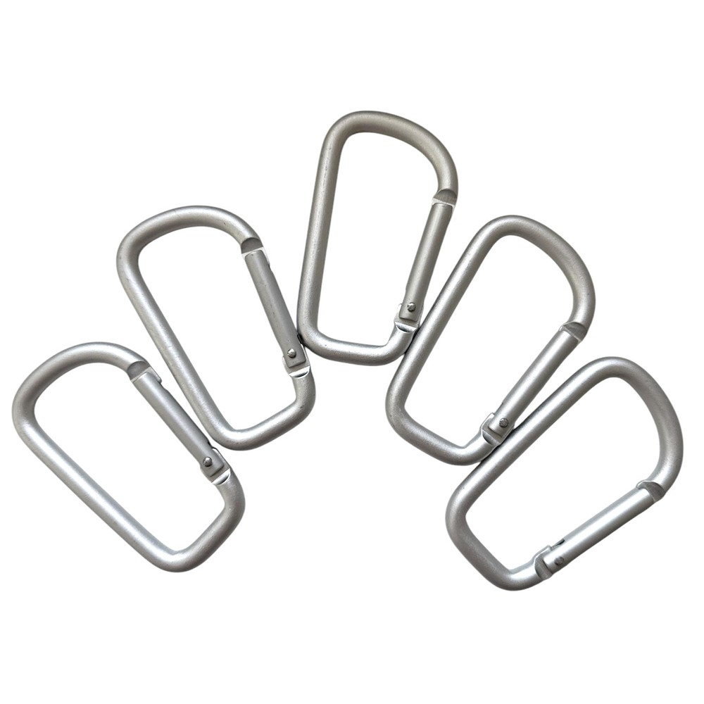 Pack 100 pcs 3″ Heavy Duty Carabiner Silver D Clip Key Chain Spring D Shape