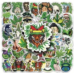 50 Piece Weed Leaves Stickers Smoking Graffiti for Skateboard Luggage Laptop USA