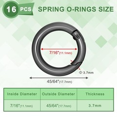CooBigo 16 Pack 11mm Inner Dia. ; Outer 18mm, 3/8 Black 16pcs