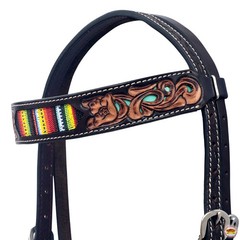 Hilason Horse Floral Hand Carved American Leather Breast Collar Headstall