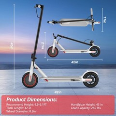 AOVOPRO White 350W 8.5′ Foldable Electric Scooter for Adults & Teens 21Miles