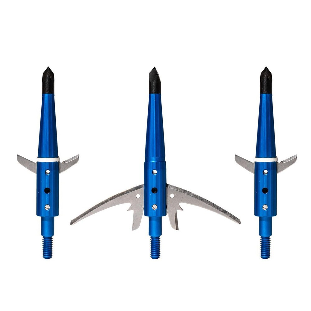 Swhacker Levi Morgan Series 2-Blade Blade-Lock Broadheads, 2.5″ Cut, Blue, 3-…