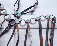 Western Leather Tack Set For Horse | Ring Tack Set With Latigo Fringe
