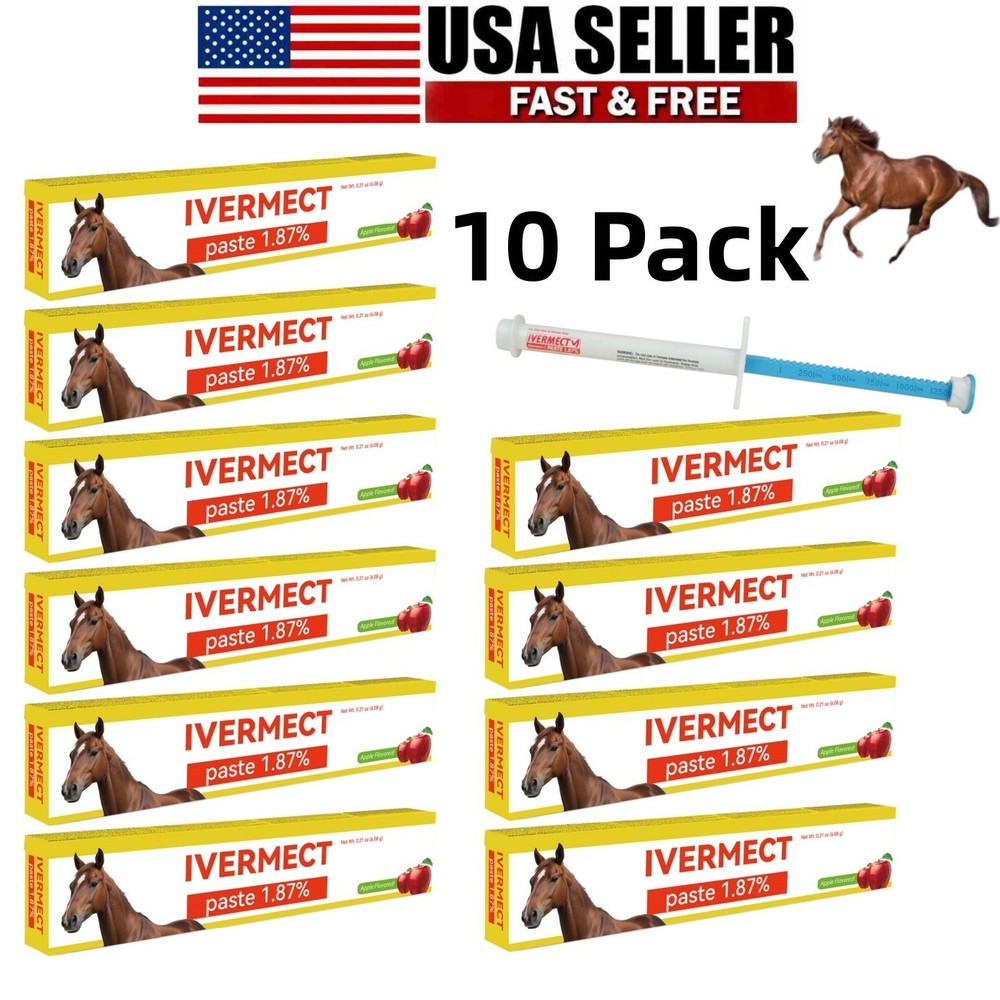 10 Pack New Paste Wormer Horse Dewormer Apple Flavor US Free Shipping EXP01/2028