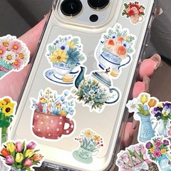 30Pcs Random Aesthetic Fresh Flower Bouquet Floral Plant Waterproof Stickers
