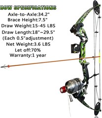 Bowfishing Bow Kit with Arrow Ready to Shoot Right Handed 15-45 LBS Draw Length