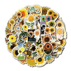 50-Pack Sunflower Stickers Cute Waterproof Sunflower Sticker laptop waterproof