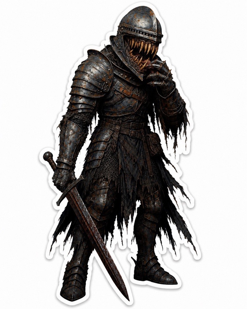Dark Fantasy Skeleton Gothic King Sticker Grim Reaper Warrior Sword