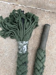 2.25” Large Diameter Cotton Rope Drab Green Soft But Strong About 80’ Slight Use