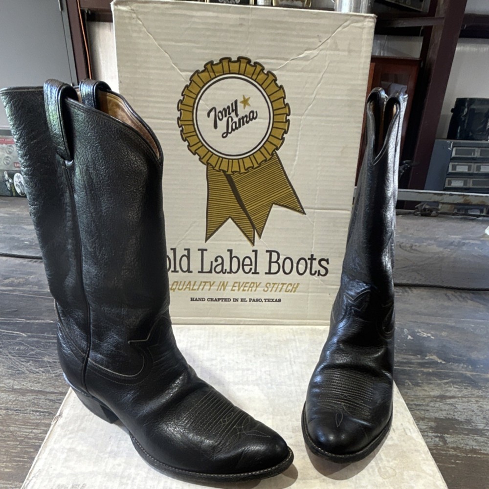 Tony Lama Gold Label Western Boots Black Leather Men’s Size 12 D MPN 5012
