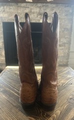 Tony Lama Ostrich Leather Peanut Brittle”Cowboy Boots Men’s Size 8 EE