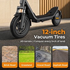 650W 12″ Tire Electric Scooter Adults Folding E-Scooter 45km Range 20MPH Commute
