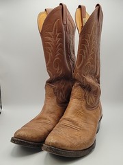 Nocona Brown Leather Western Men’s Boots Classic Patina USA Made 8.5 D Vintage