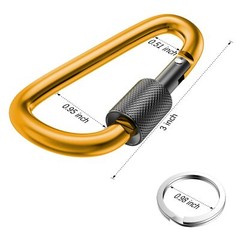 8 Pack 3 Inch Locking Carabiner Clips D Ring Spring Snap Keychain Hook for Leash