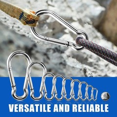 10 PCS Stainless Steel Carabiners Spring Snap Hooks Heavy Duty Keychain Clip NEW